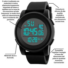 TASTI OROLOGIO DIGITALE LED RAGAZZI POLSO QUARZO SPORTIVO HONHX NERO VERDE qf