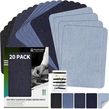 KING MOUNTAIN Iron-on Repair Patch 20 Pcs Denim-3"x4-1/4", Five Color