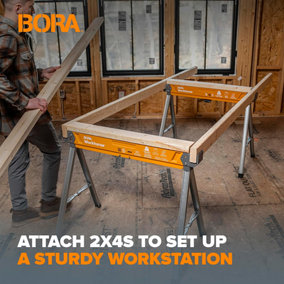 #ad Workhorse Saw Horses 2 Pack Folding Heavy Duty Metal Sawhorse with 2X4 Bracke... $150.95