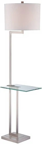 Lite Source Rudko 63" Steel Modern Floor Lamp with Glass Tray Table - Picture 2 of 3