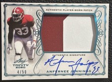 ANFERNEE JENNINGS 2020 LEAF TRINITY BLUE PATCH AUTO #/50 PATRIOTS ALABAMA