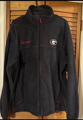 Columbia Men's Black Full Zip Fleece Jacket L Georgia Bulldogs Logo Pockets - product listing photo
