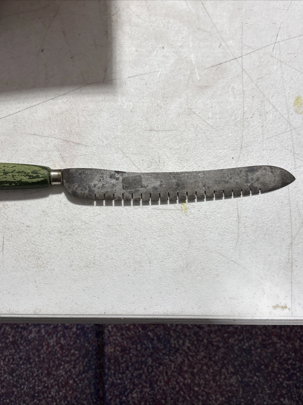 Vintage Bread Knife Serrated Blade Wooden Handle Rustic Kitchenware Tool