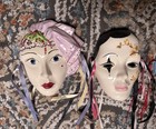 Lot of 3 Decorative Painted Ceramic Face Masks Multicolor w/ Ribbon Ties — photo 2