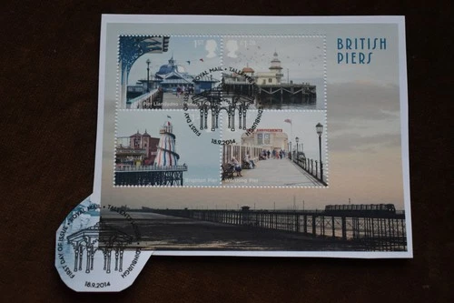 GB 2014 British Piers m/s, Stamps On Piece, Used, ex FDC