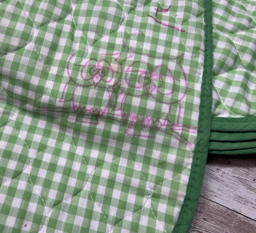 6 Quilted Placemats Green Floral 70's Granny Cottage Core Padded *READ* Vintage - Picture 9 of 12