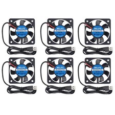 MELIFE 6Pcs 40mm x10mm DC 5V USB Brushless Cooling Fan, Dual Ball 4010 5v