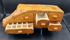Vintage Natural Burl Wood Live Edge Trinket Jewelry Box, 6 Drawer, OOAK, RARE 