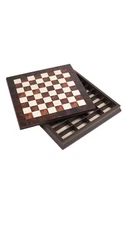 Italfama Walnut Briar Wood Chessboard Box