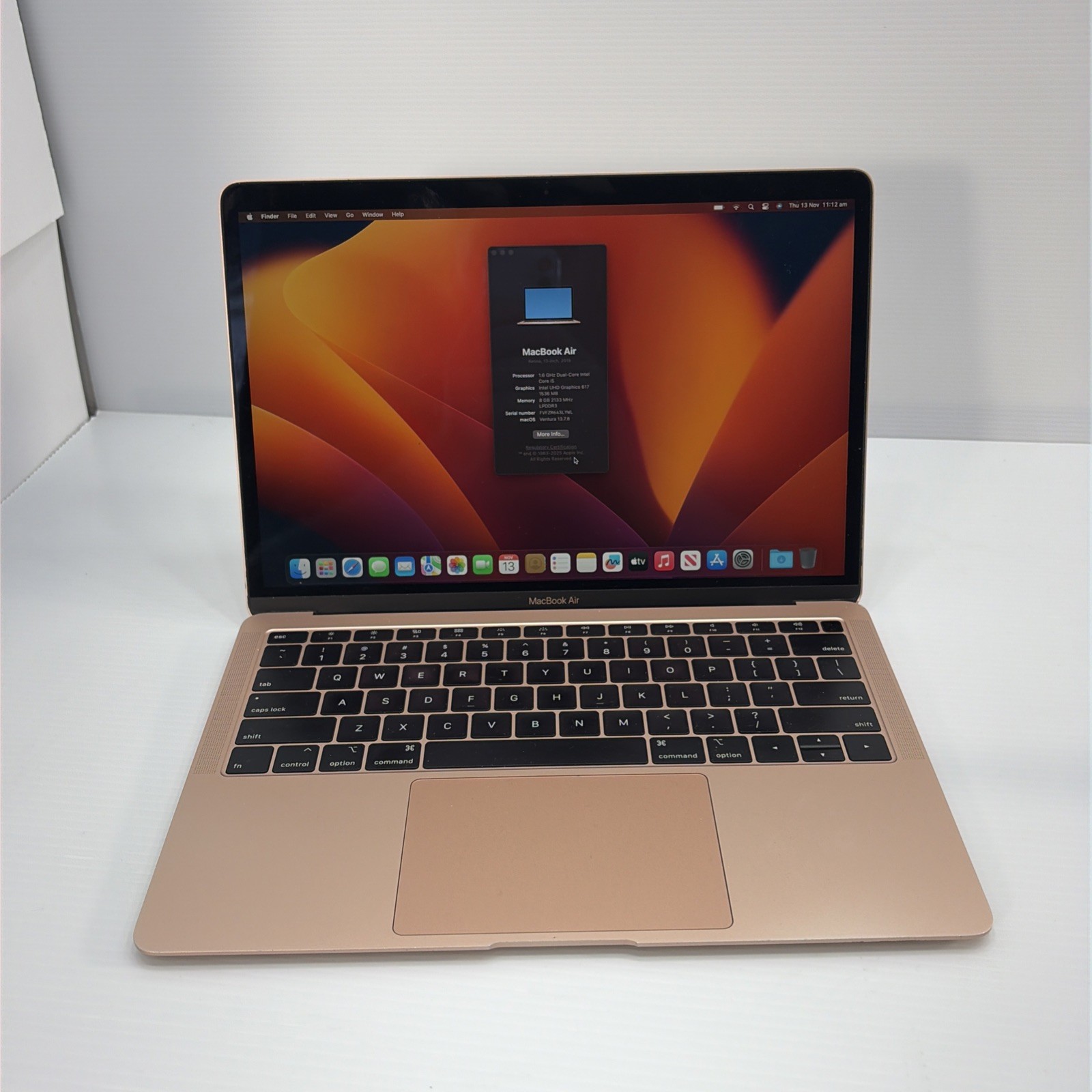 APPLE MACBOOK AIR 2019 13.3 INCH 128GB ROSE GOLD TESTED & WORKING