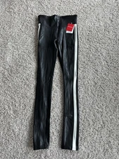 New SPANX Womens Spanx Side Stripe Faux Leather Leggings Black Size XS NWT