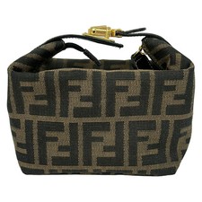FENDI Zucca 26360 Light Brown Black Dark Brown Jacquard Leather - Handbag