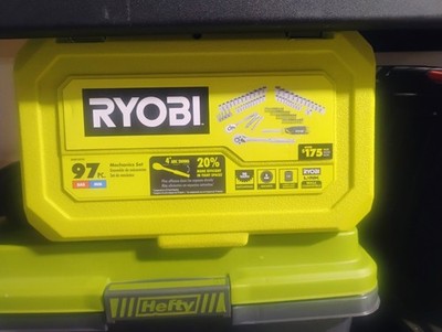 Ryobi 97 PC. 1/4'' & 3/8'' Drive Mechanics Tool Set - 6 Point