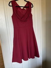 Lindy Bop Women’s L Maroon  Dress Fit & Flare Retro Pin Up/ Swing