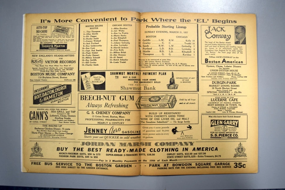 Boston Bruins Chicago Blackhawks March 21st 1937 Official Game Program COVER OFF - Image 3 of 3