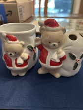 Christmas Santa Bear Bathroom Accessory Set Toothbrush Holder And Cup. Japan