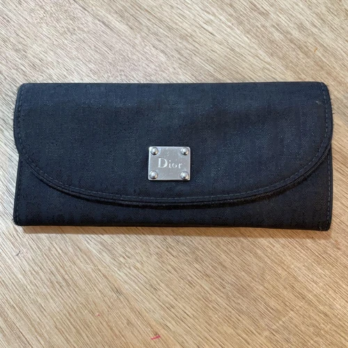 Authentique Christian Dior Noir Long Portefeuille Logo Marque Plaque Formelle Du Japon