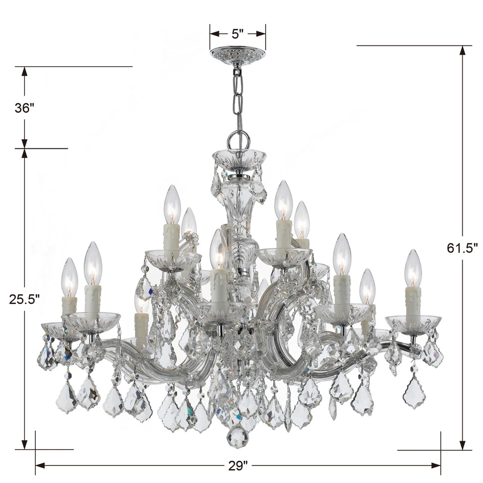 Crystorama Lighting Group 4379-CL-MWP Maria Theresa 12 luces 30"W - Cromo Foto 2 de 4
