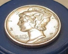 1945 Almost Uncirculated  Dime 90% Silver Sharp Luster   #329 ~ 7