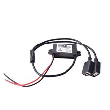 Car Hard Wire Charger, 12V to 5V Dual USB Female Port Black DUSB