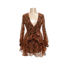 Fashion Nova Brown Graphic Print A-Line Dress