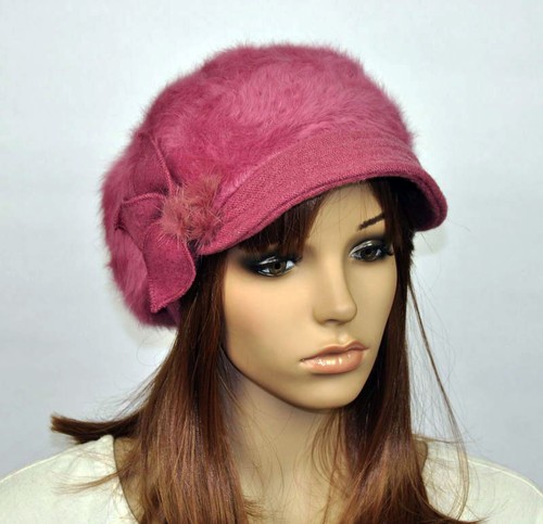 M82 Adorable Piel de Conejo Lana Alambre Sombrero Para mujeres Invierno Gorro Newsboy Gorra 7 Colores - Imagen 32 de 39