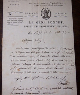 CONSULAT 1803 LE GENERAL PONCET RECOMMANDE UN AMI POUR L'ECOLE DE St cyr