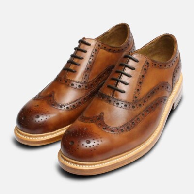 Luxury Chapman Oxford Brogues in Antique Tan UK - Main Image