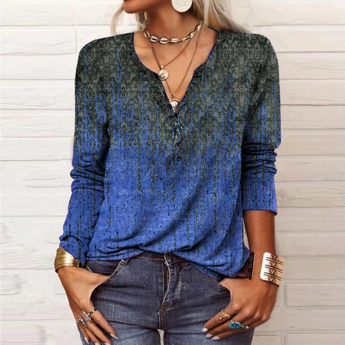Womens Blouse V neck T hirt Long Sleeve Pullover Tops Lady Birthday Gift Spring - Picture 5 of 12