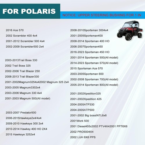 Steering Upper Bushing Parts For Polaris Sportsman 300 400 500 600 700 800 RZ... - Picture 6 of 7