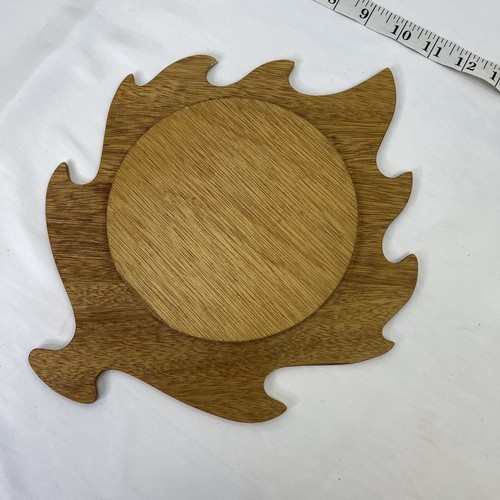 Vintage Mosaic Trivet Brown Wood & Tile Maple Leaf Cutout 12" x 10" Cheese Tray - Picture 7 of 9