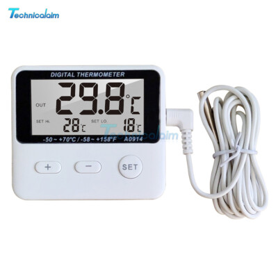 LCD Digital Probe Sensor Thermometer Water Tank Pool Refrigerator Thermometer