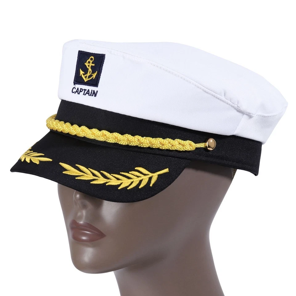 Disfraz de Capitán Marinero Sombrero - Adulto Yate Militar Sombreros Ajustable Azul Marino Gorra Marina Foto 4 de 4