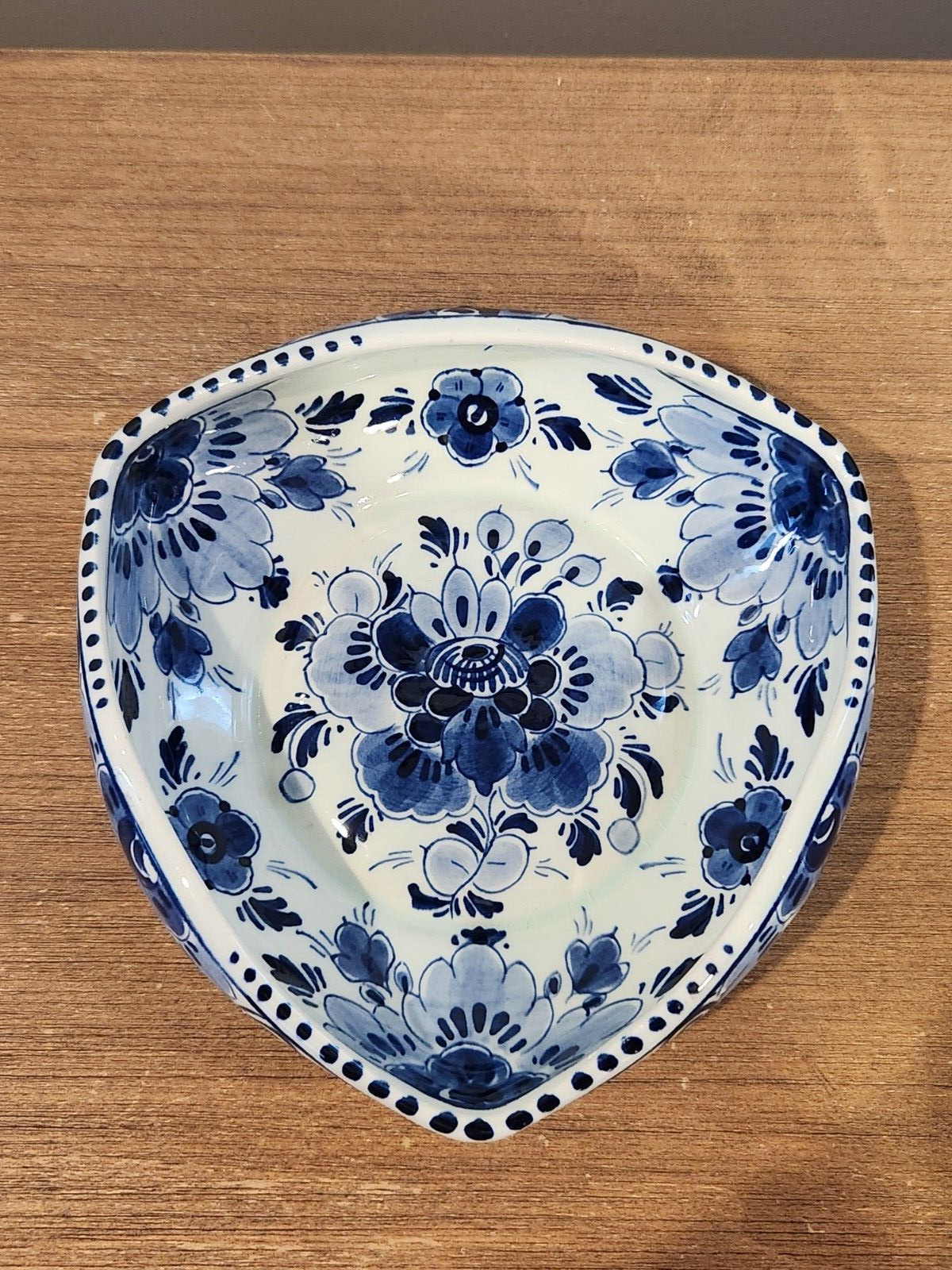 Vintage Regina Delft Blauw Triangle Candy Dish Bowl Holland Ceramic Pottery