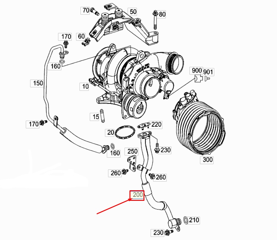 MERCEDES-BENZ CLA Coupe C117 Turbo Oil Return Line A1330900477