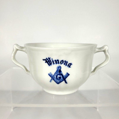 Vintage Masonic China Porcelain Sugar Bowl Freemasons Lodge #18 Winona Fraternal
