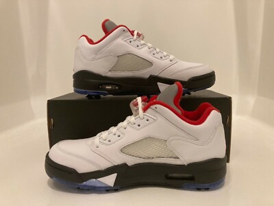 7 Men/8.5 Women- Nike Air Jordan V Golf Low Fire Red White Sneaker