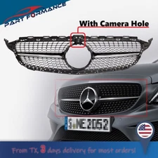 Diamond Grille With CAMERA HOLE Fit W205 C-CLASS 2015-2018 Black