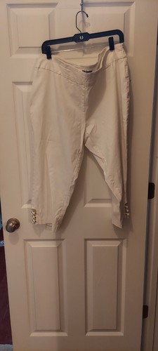 JM Collection Knickerbocker Pants Women White Straight Leg Beaded Loops Sz 3X - 第 1/6 張圖片
