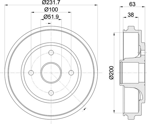For Opel Agila 1.2 Vauxhall 1.0 12V 16V 1.3 CDTI Mintex Brake Drum Rear Axle