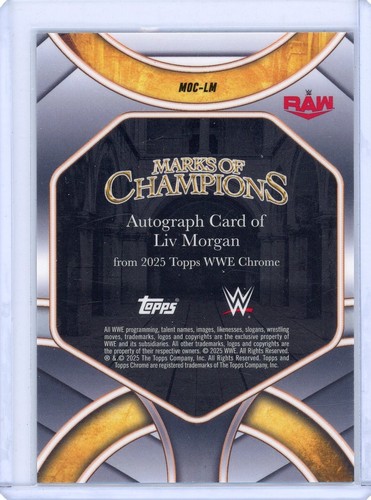LIV MORGAN 2025 TOPPS WWE CHROME #MOC-LM "MARKS of CHAMPIONS" AUTO CARD 23/150 - Picture 2 of 2