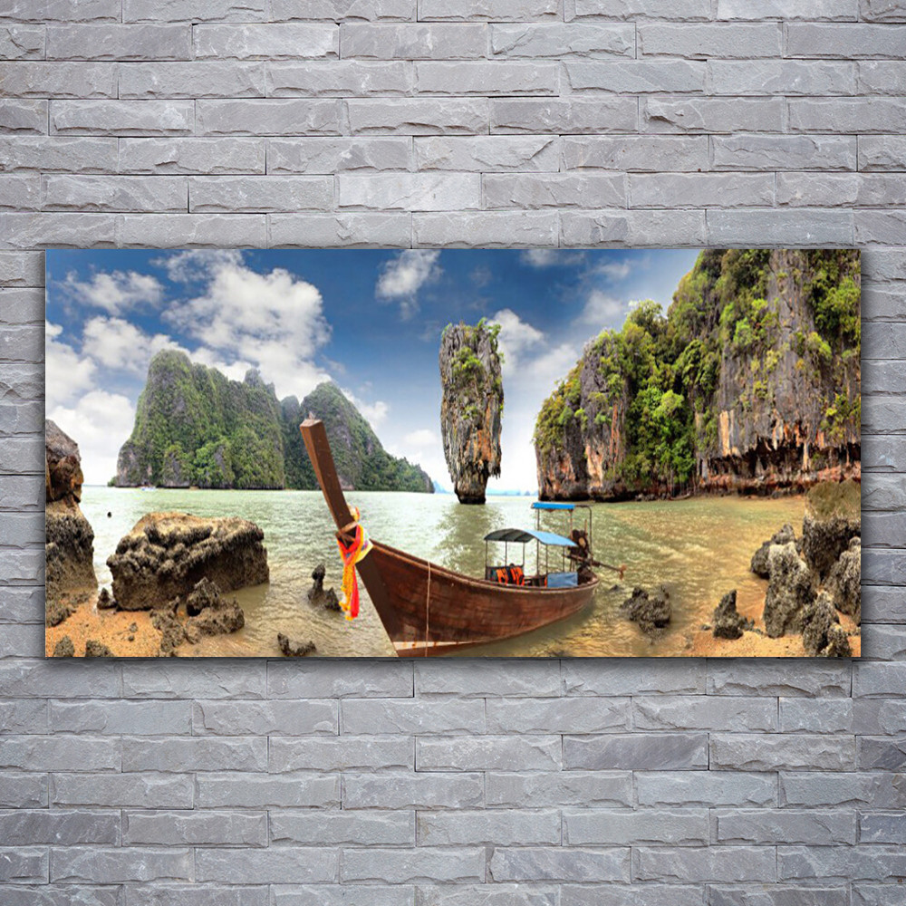 Impression 120x60 paysage bateau pour créer une ambiance zen au bureau