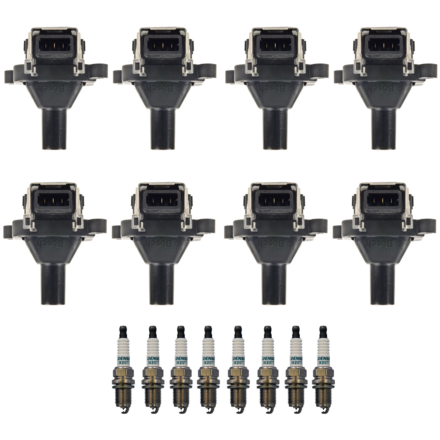 Bosch 8 Ignition Coil Denso 8 Iridium TT Spark Plug Kit For S4 Q7 E39 E38 E53 V8
