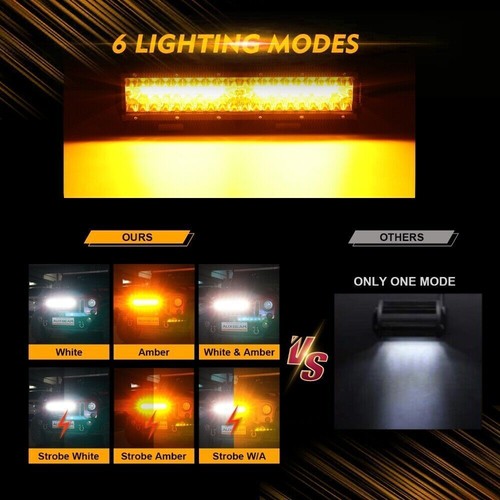 Auxbeam 12" LED Work Light Bar White/Amber/Flash 6Modes Offroad Driving Light - Picture 3 of 12