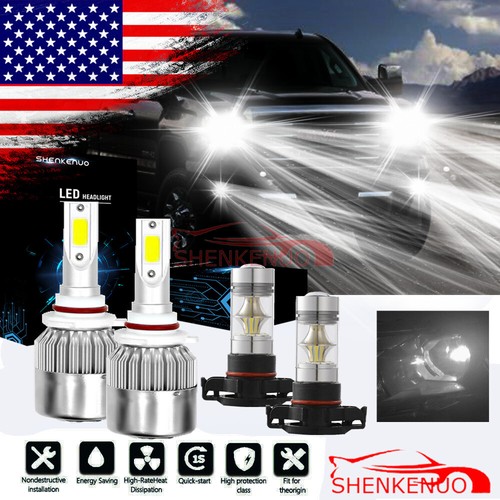 4x 6000K 9012 LED Headlight + 5202 Fog Light Bulbs for 2014 2015 GMC