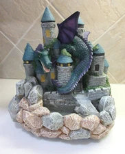 Vintage Heritage Mint LTD Castle w/ Dragon Tabletop Fountain & Music -Lullabies