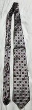 Saks Fifth Avenue Men's Tie Gray Vivid Floral Square 100% Silk