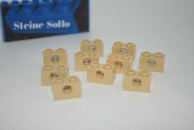 Lego (c) 10x 1x2 Stein m. Loch - 3700 -  tan  - light hell beige -  Technic