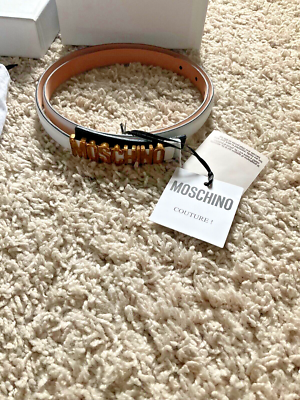 MOSCHINO SKINNY LOGO LEATHER BELT SIZE 42 IT | eBay display picture 3