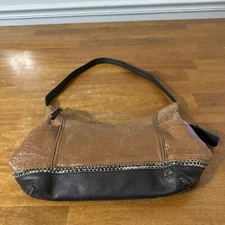 The sack women’s brown leather zippered handbag shoulder bag purse